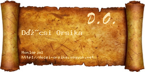 Décsi Orsika névjegykártya